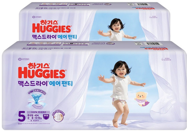 하기스 맥스드라이 에어 팬티형 기저귀 남여공용 특대형, 80매, 5단계