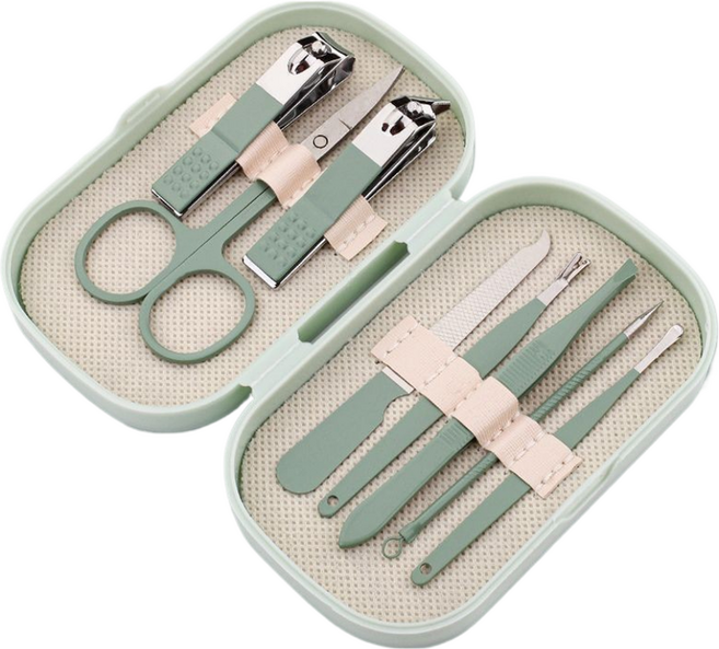 온온 파스텔 휴대용 손톱깎이 8종 세트, 1세트, 그린