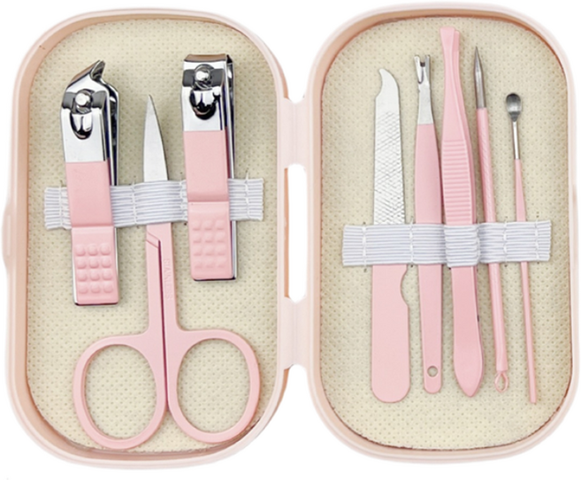 온온 휴대용 손톱깎이 8종 세트, 1세트, 핑크