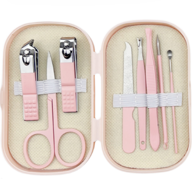 온온 파스텔 휴대용 손톱깎이 8종 세트, 1세트, 라이트핑크