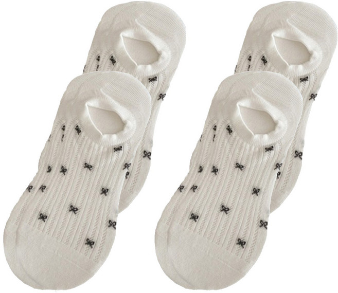 데이소이 여성용 리본 매듭 패션 덧신 양말 4켤레