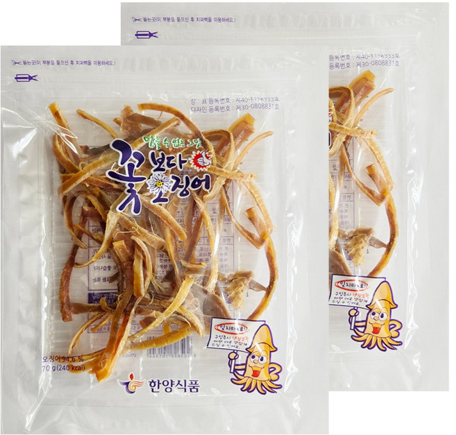 한양식품 주식회사 꽃보다오징어 슬라이스, 70g, 2개