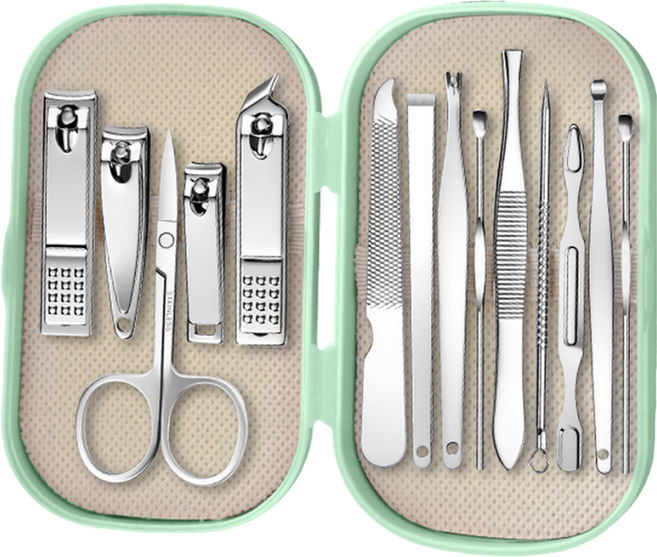 온온 휴대용 손톱깎이 14종 세트, 1세트, 라이트그린
