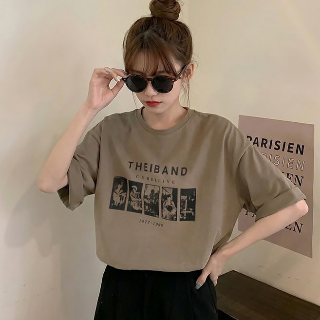 아이캔심플 여성용 스트릿무드 박스핏 오버핏 데일리 반팔 티셔츠