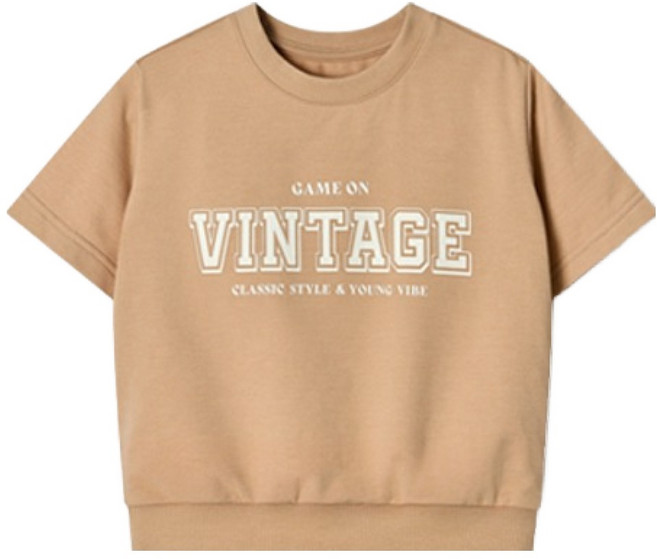 유니프랜드 아동용 빈티지 반팔 5부 오버핏 맨투맨