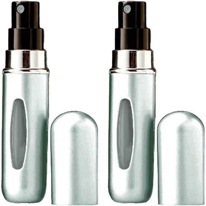 벨루스틴 펌핑식 충전 휴대용 향수공병, 2개, 실버