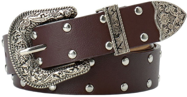 Dotif 女款 Y2K風格 鉚釘金屬扣環皮帶 D264-0150