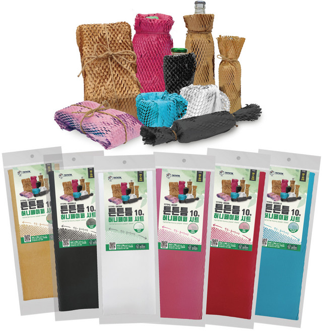 튼튼틈 벌집 포장지 종이 뽁뽁이 허니 페이퍼 시트 TTTPSS-ALL 10p x 6종 세트 380 x 300 mm, 1세트