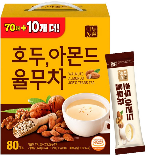 다농원 호두 아몬드 율무차, 80개입, 1개, 18g