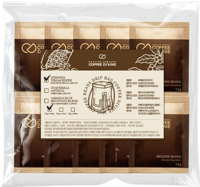 커피디바인 예가체프 드립백커피, 12g, 1개, 10개입