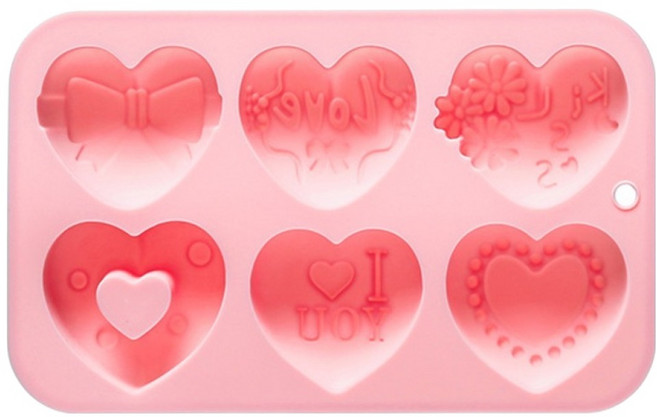 이홈베이킹 발렌타인데이 하트모양 6종 실리콘몰드, 1개, 랜덤발송