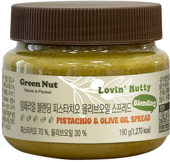 그린너트 임페리얼 블렌딩 피스타치오 올리브오일 스프레드, 1개, 190g