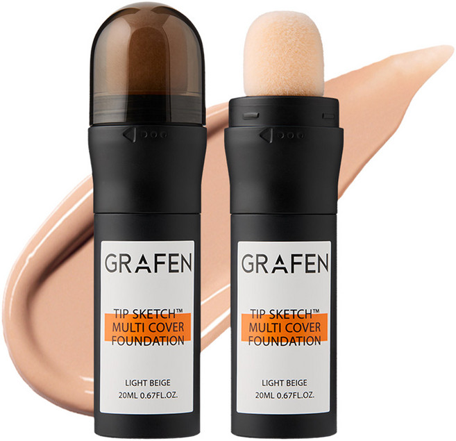 그라펜 팁 스케치 멀티 커버 파운데이션 20ml, 21호 라이트 베이지, 1개, 라이트베이지(21호)