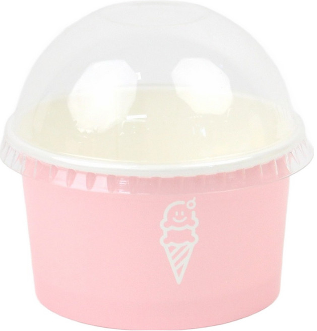 아이엔피 파스텔컬러 젤라또 컵용기 120ml 80p + 돔형 무타공 뚜껑 100p 세트 핑크, 1세트