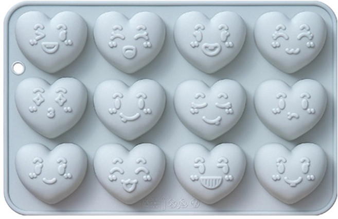 이홈베이킹 표정하트 실리콘몰드 12구, 랜덤발송, 1개