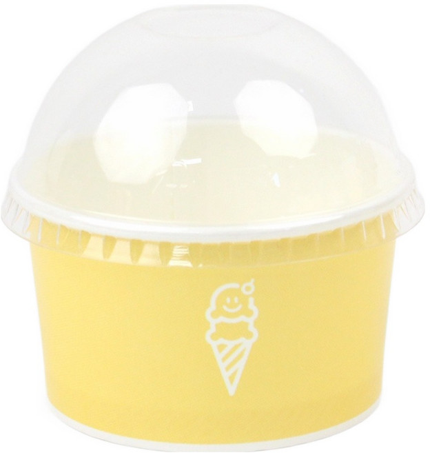 아이엔피 파스텔컬러 젤라또 컵용기 120ml 80p + 돔형 무타공 뚜껑 100p 세트 레몬, 1세트