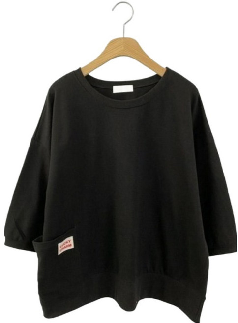 린다샵 체크로 럭키 패치 사이드 포켓 루즈핏 7부 맨투맨 cpt17522k62