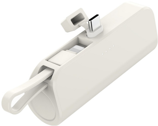 힙스터 도킹형 보조배터리 5000mAh C타입 애플8핀 스트랩, 아이보리, MOPB-R5-CHL