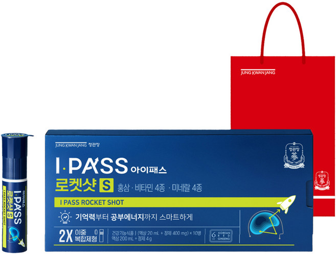 아이패스 정관장 로켓샷 이중제형 + 쇼핑백, 1개, 10회분