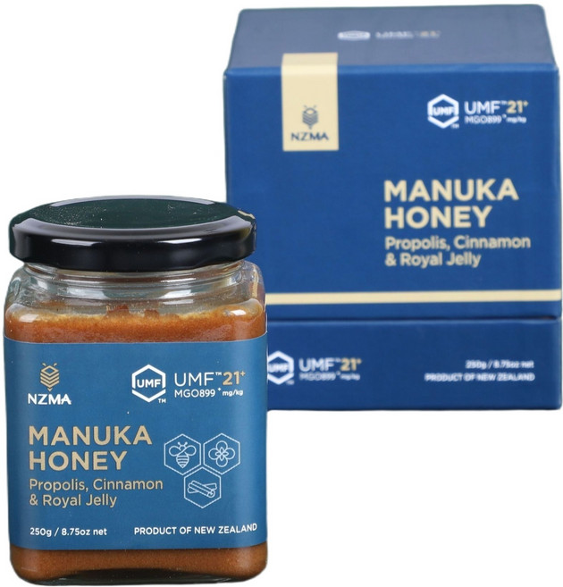 NZMA UMF21 + 로얄젤리 + 프로폴리스 + 시나몬 마누카꿀, 1개, 250g