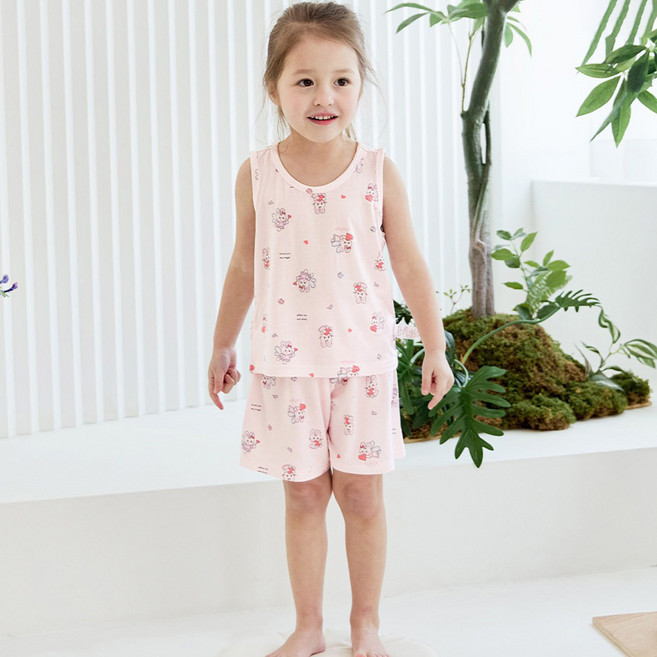 메이키즈 무형광 엔젤레빗 민소매 모달 내의 상하의 세트