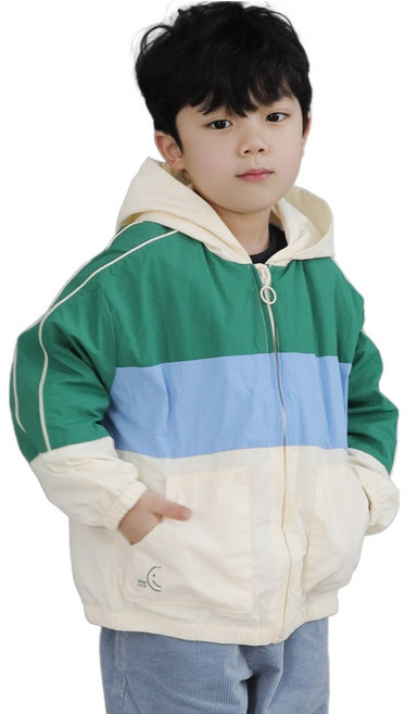 아동용 트리플 배색 바람막이 점퍼