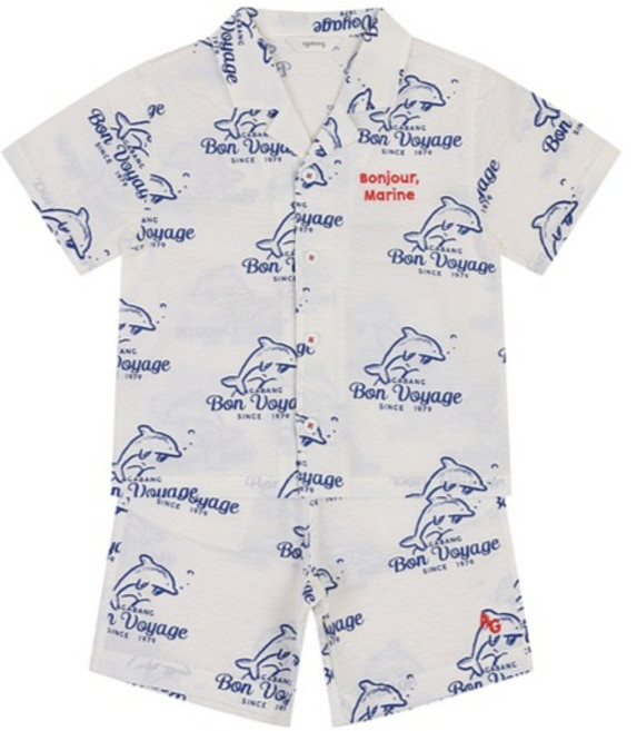 agabang Theo 海豚五分短袖棉質襯衫 + 下身套裝