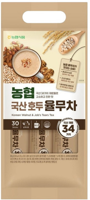 농협식품 국산 호두 율무차, 20g, 1개, 30개입