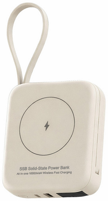 Meet Mind 7合1無線快充雙PD固態防爆行動電源 10000mAh Lightning + Type-C + USB-A, 香檳米, H20