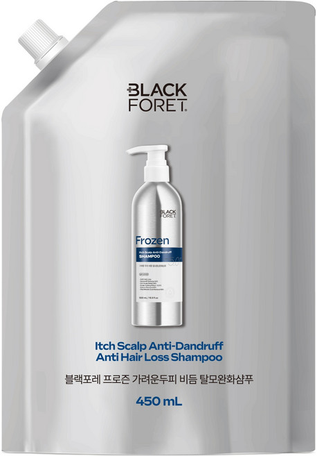 블랙포레 프로즌 가려운 두피 비듬 탈모증상완화 샴푸 리필, 1개, 450ml