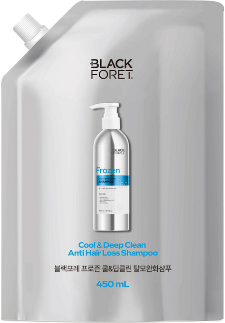 블랙포레 프로즌 두피 쿨 앤 딥클린 탈모 증상 완화 샴푸 리필, 1개, 450ml
