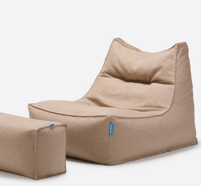 폴리몰리 부클레 1인용 대형 빈백 소파 + 풋스툴 세트 607B, 라이트 토프