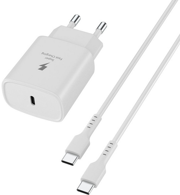 요이치 헤라S 25W 분리형 어댑터 초고속 PD 충전기 GaN + C TO C 케이블 200cm 세트, 화이트, 1세트