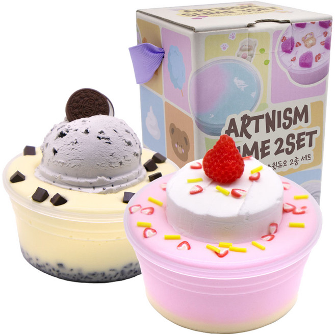 아트니즘 수제 슬라임 스윗듀오 점토 + 선물박스 세트, 혼합색상, 1세트
