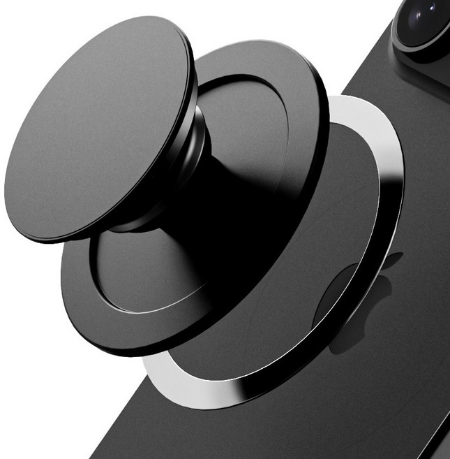 디버스 고자력 맥세이프 탈부착 아이폰 갤럭시 그립 톡홀더, 블랙, 1개
