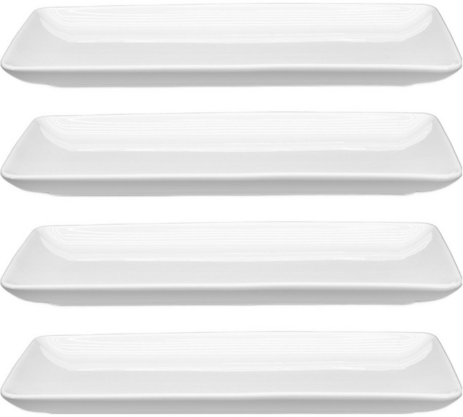 로벤조 본차이나 직사각 접시, 화이트, 4개, 단품