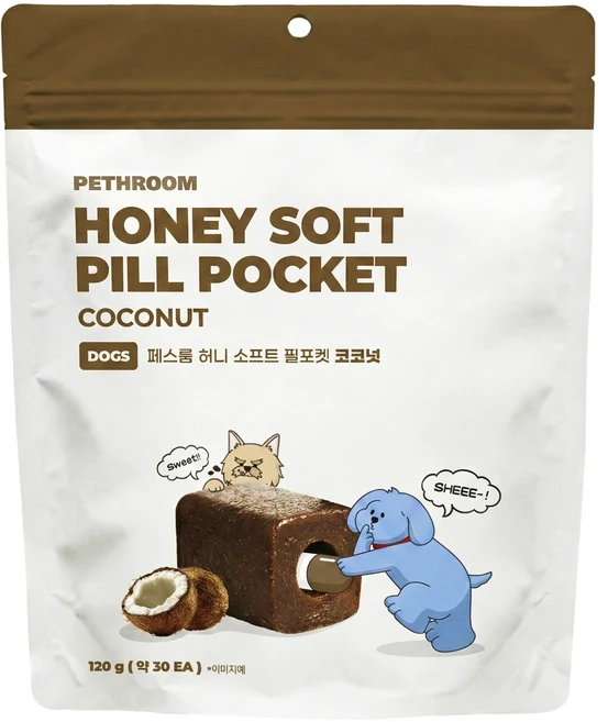 페스룸 강아지 허니 소프트 필포켓 30p, 코코넛, 120g, 1개 - 쿠팡