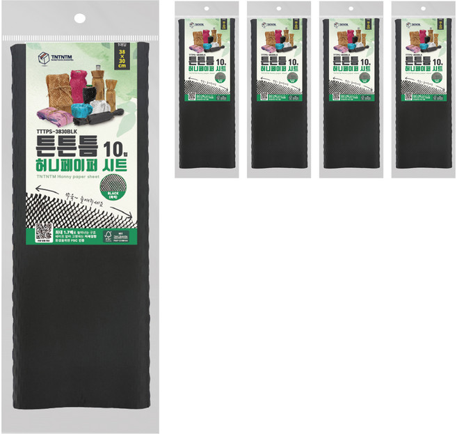 튼튼틈 벌집 허니 페이퍼 시트 380 x 300 mm TTTPSS-3830BLK 10p x 5개 세트, 흑색, 1세트