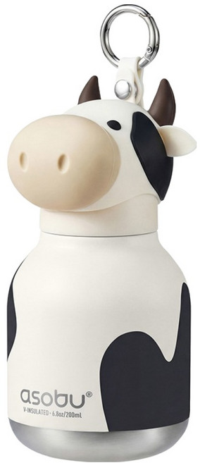 아소부 스텐 진공 보온보냉 캐릭터 키링 미니 베스티 텀블러, 카우, 1개, 200ml