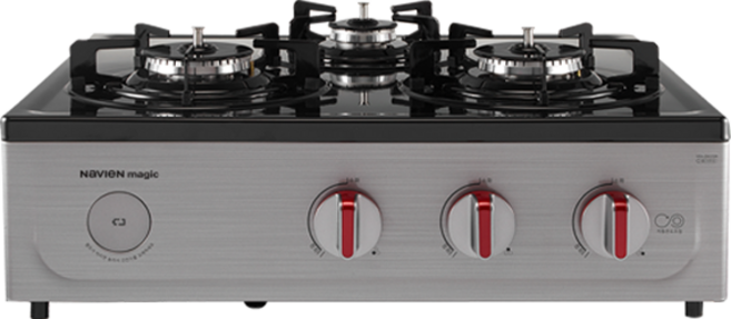나비엔 매직 자동온도조절 가스레인지 3구 실버 방문설치, LNG, GRF-7003ND