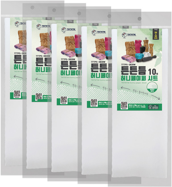 튼튼틈 벌집 포장지 종이 뽁뽁이 허니 페이퍼 시트 TTTPSS-3830W 380 x 300 mm 10p, White, 5개
