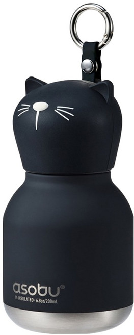 아소부 스텐 진공 보온보냉 캐릭터 키링 미니 베스티 텀블러, 블랙캣, 1개, 200ml