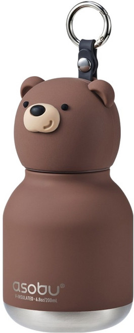 아소부 스텐 진공 보온보냉 캐릭터 키링 미니 베스티 텀블러, 브라운 베어, 1개, 200ml