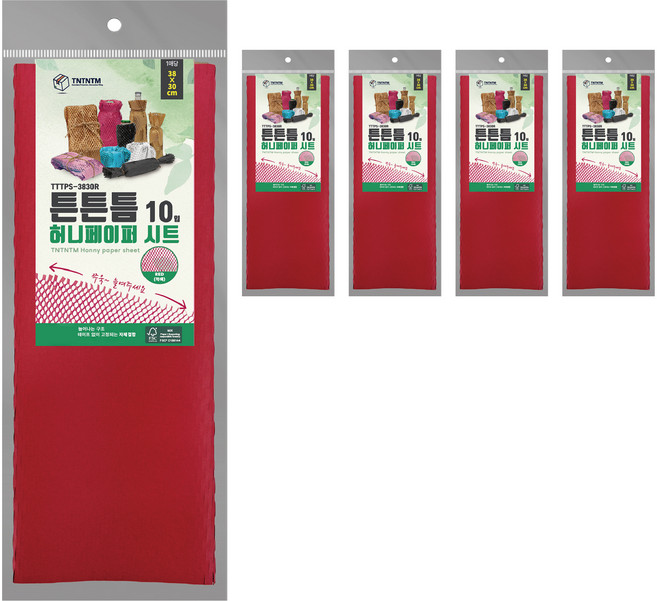튼튼틈 벌집 뽁뽁이 허니 페이퍼 시트 380 x 300 mm TTTPSS-3830R 10p, 레드, 5개