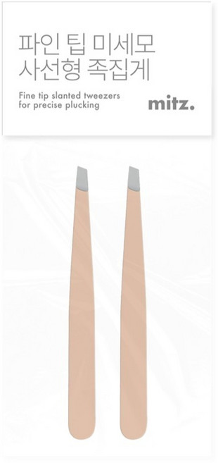밋즈 팁 미세모 사선형 족집게 2p, 1개, 핑크