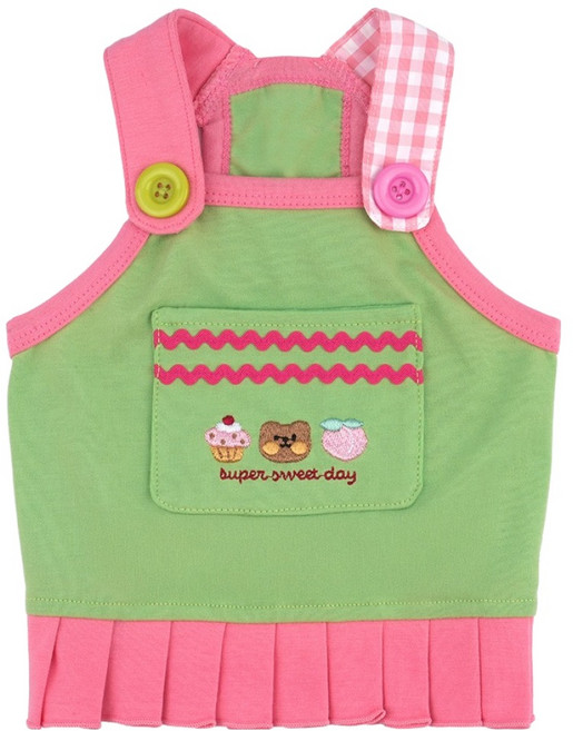 패리스독 강아지 플리츠 크롭 원피스, 1개, 그린