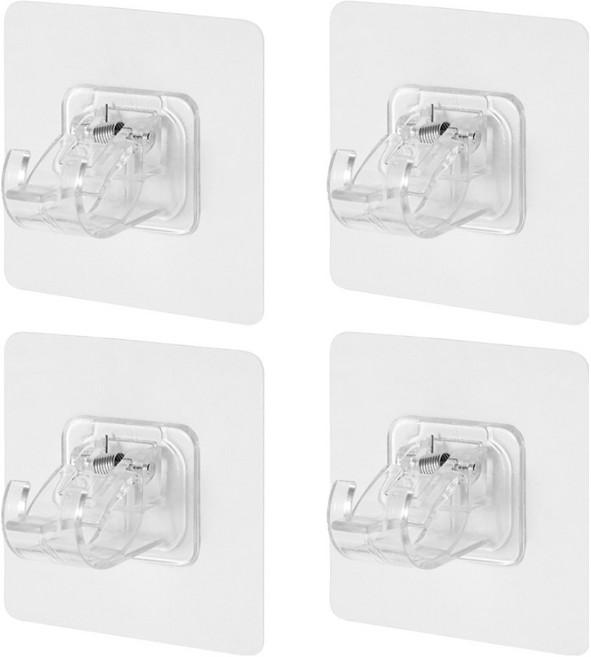 까사마루 다용도 부착식 압축봉 거치 홀더, 투명, 4개