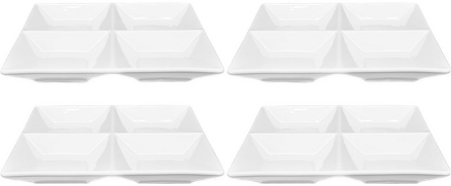 로벤조 본차이나 4칸 나눔 찬기, 화이트, 4개