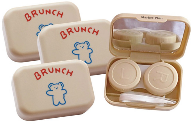 마켓플랜 베어곰 렌즈통 케이스 세트, 베이지, 1세트