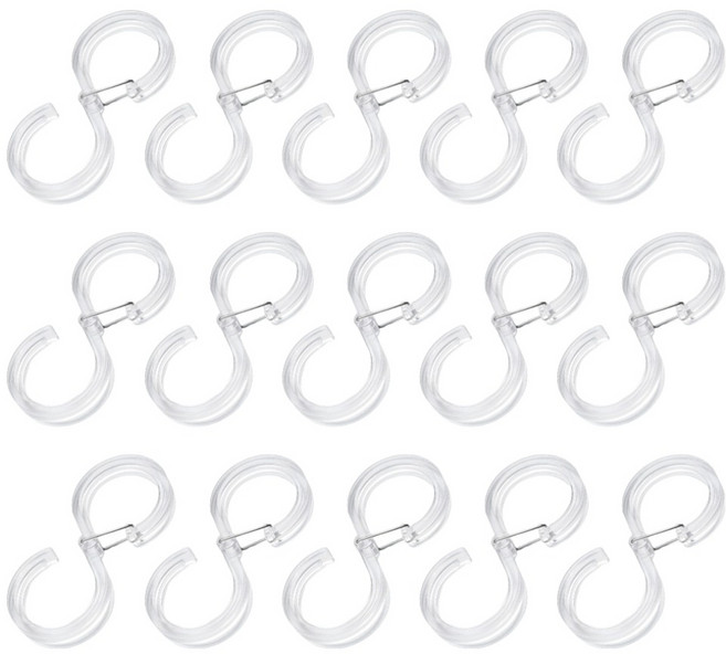 까사마루 다용도 잠금형 S자 고리 대형, 투명, 15개